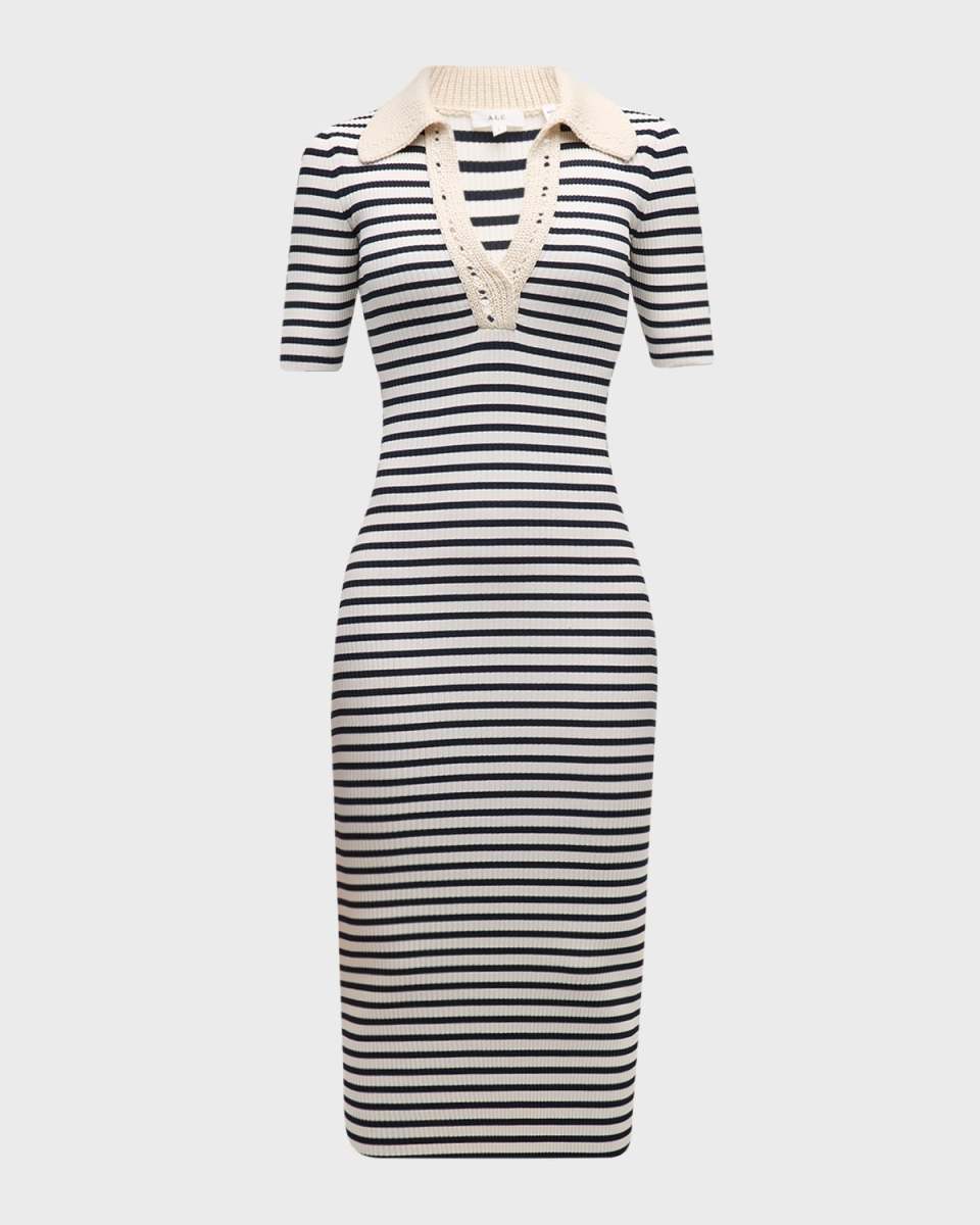 Darcy Stripe Rib-Knit Midi Dress